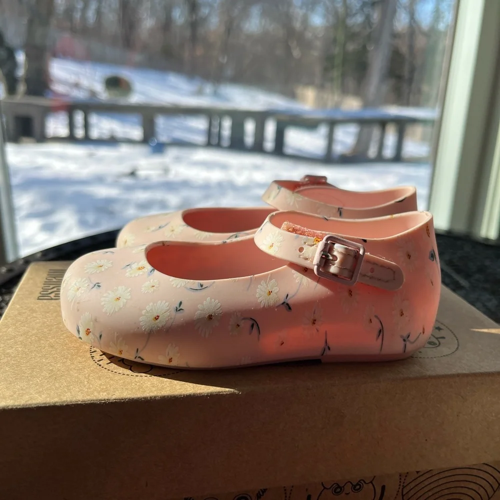 🌸MINI MELISSA BB BALLERINAS DORA BABY PINK WHITE SHOES 7